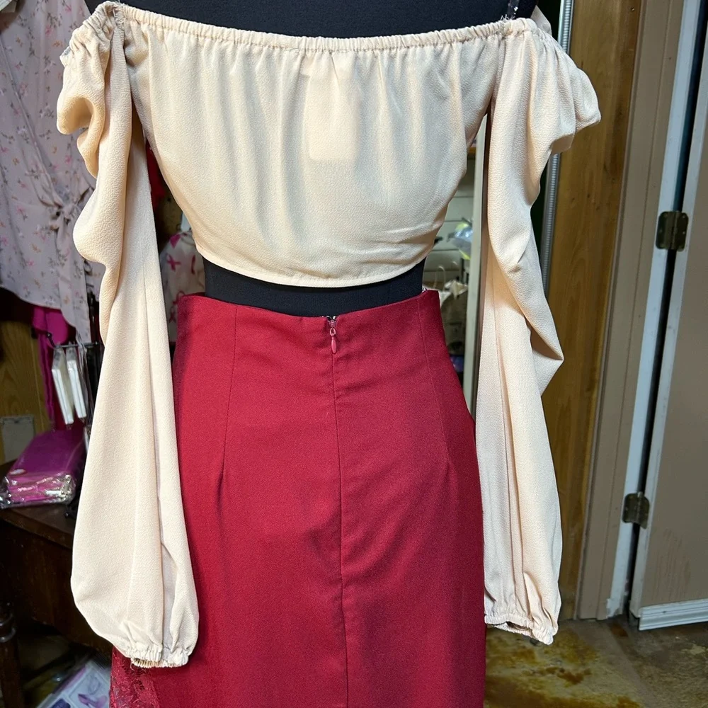 Cream Tie Front Crop Long Sleeve NWT - Picture 9 of 10